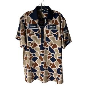 Trailer Park Golf Club Member Mens Duck Camp Camo Print Polo Shirt Large NWT